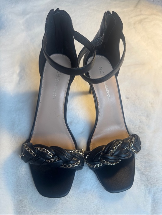 BCBGeneration Shoes - BCBGeneration Black Isabel Chain-Accent Stiletto heel Sandals  Size 8